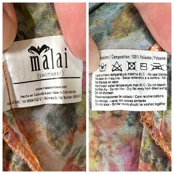 Malai Swimwear Lightweight Kimono Coverup Open Cardigan Abstract Floral Size S/M - Picture 7 of 7